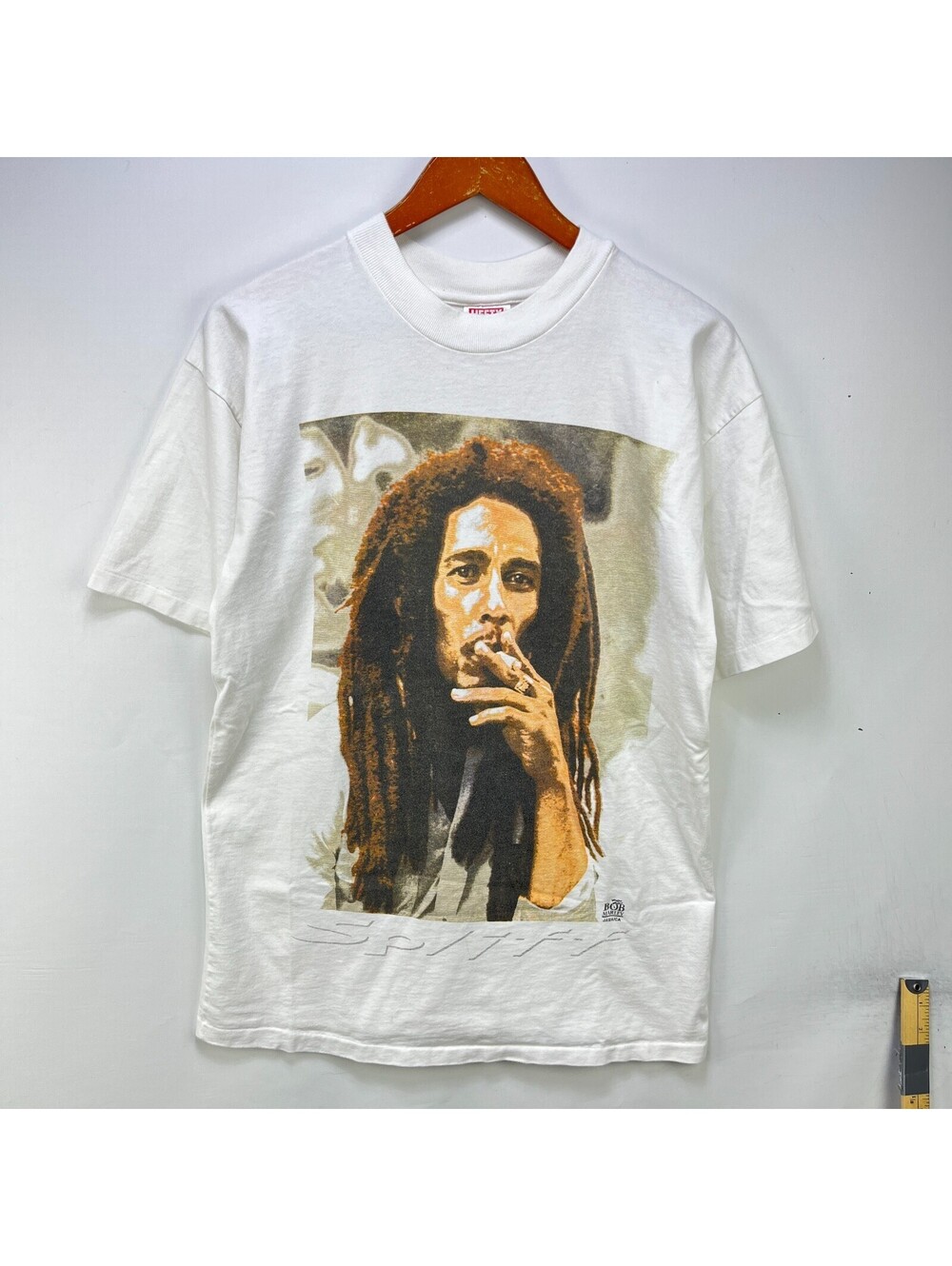 Vintage 90s Bob Marley Spliff Quote White Rap Tee Large